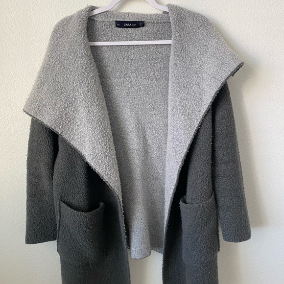 Zara Drape Front Grey Knit Cardigan - Picture 1 of 4